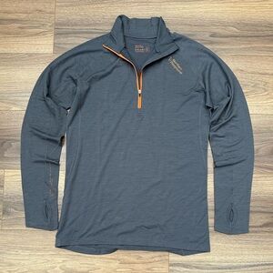 Northern Playground Men’s Zipneck Wool Top in Charcoal Grey Size Large
